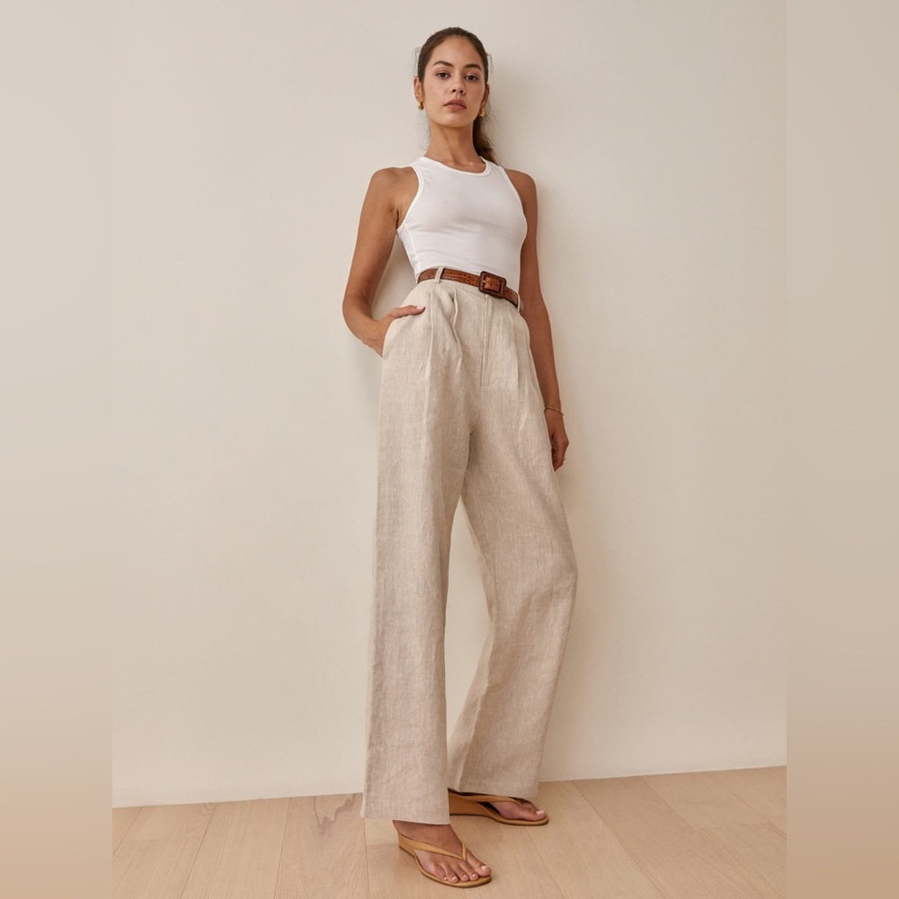 Reformation Cream Wide Leg Pants